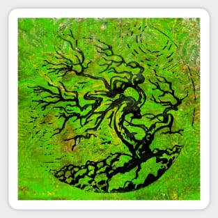 Old and Ancient Tree - Leaf Green Sticker